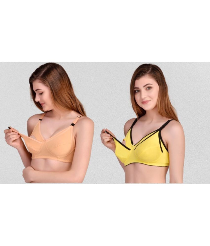     			Zourt - Multicolor Cotton Solid Women's Maternity Bra ( Pack of 2 )