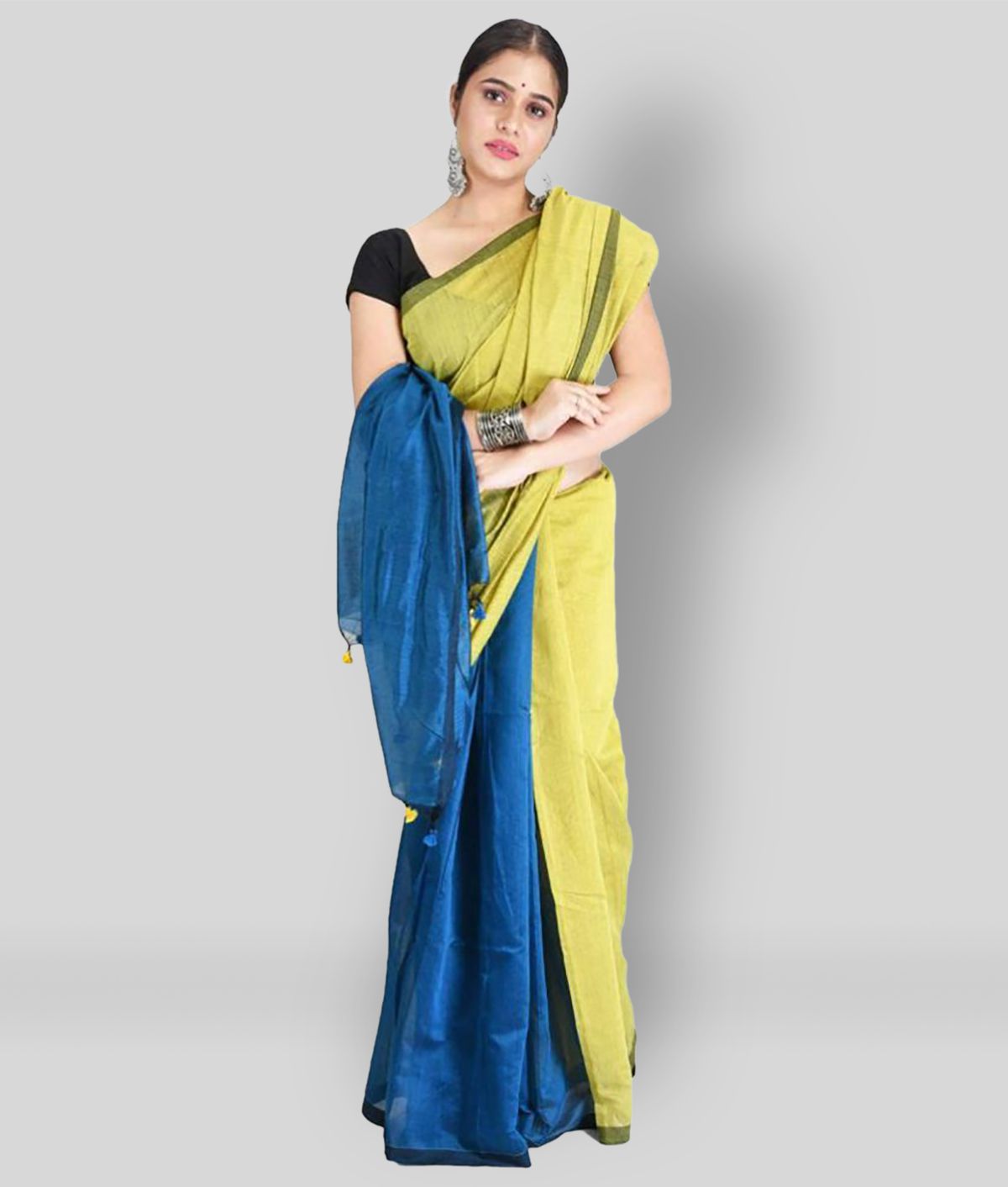 Desh Bidesh - Multicolor Cotton Blend Saree With Blouse Piece (Pack of 1)