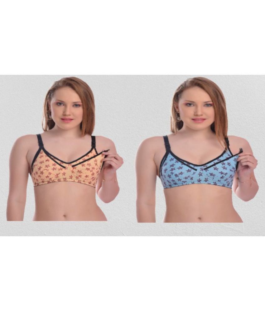     			Desiprime - Multicolor Cotton Printed Women's Maternity Bra ( Pack of 2 )