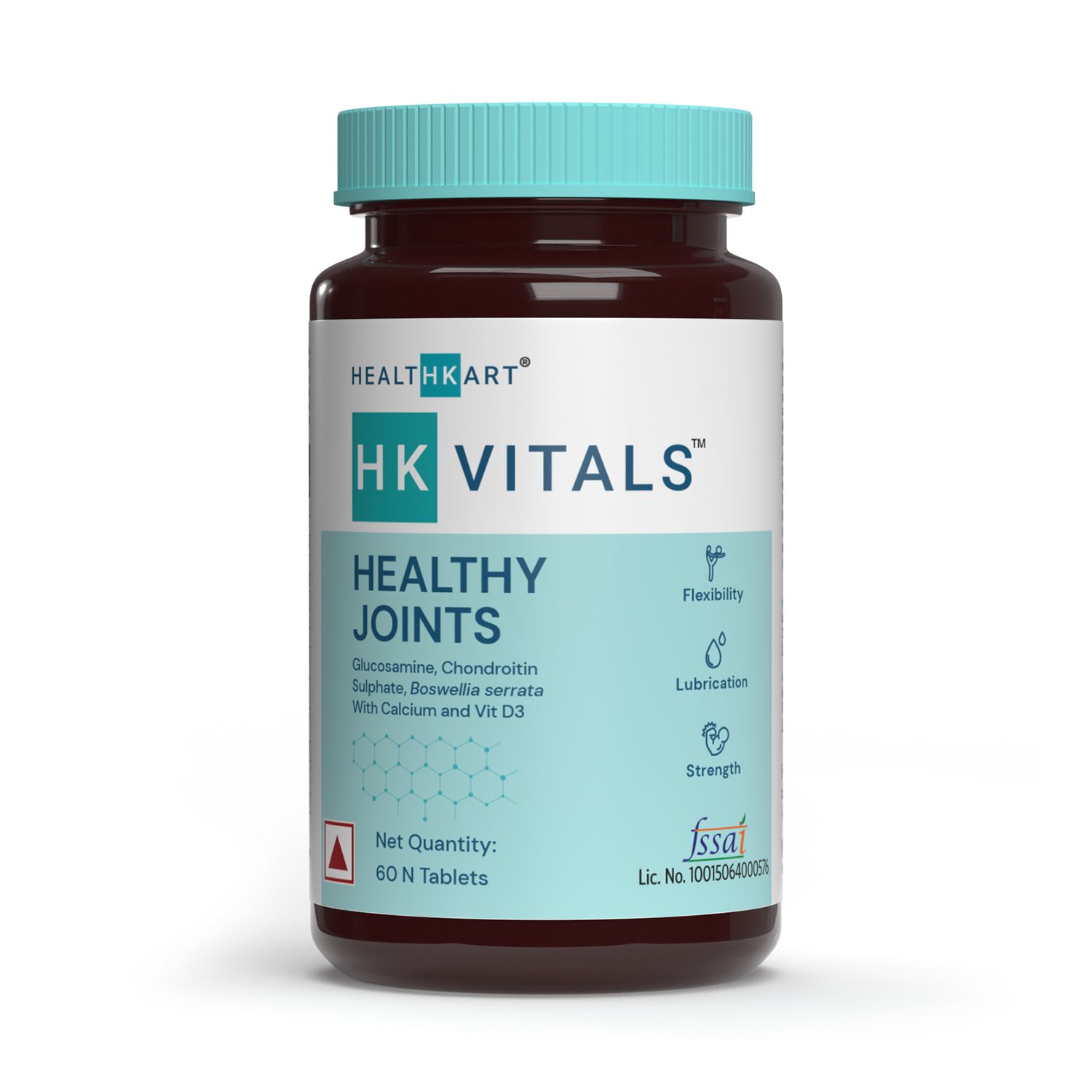 HealthKart HK Vitals Joint Support Supplement, with Glucosamine 1400 mg, Chondroitin, Calcium and Vitamin D3, 60 Tablets