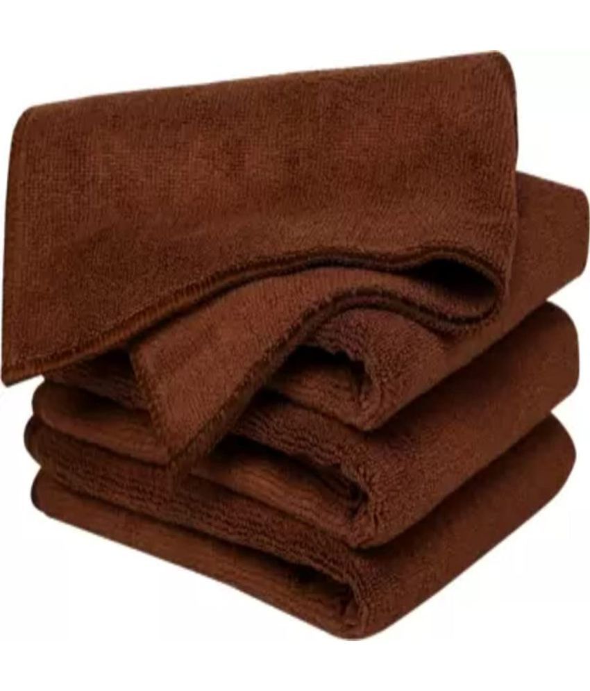 Mannat - Brown Microfiber Cloth For Automobile ( Pack of 4 )