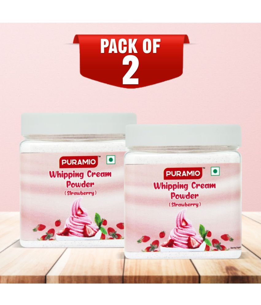 PURAMIO Whipping Cream Powder - Strawberry (Pack of 2) Each 250 g