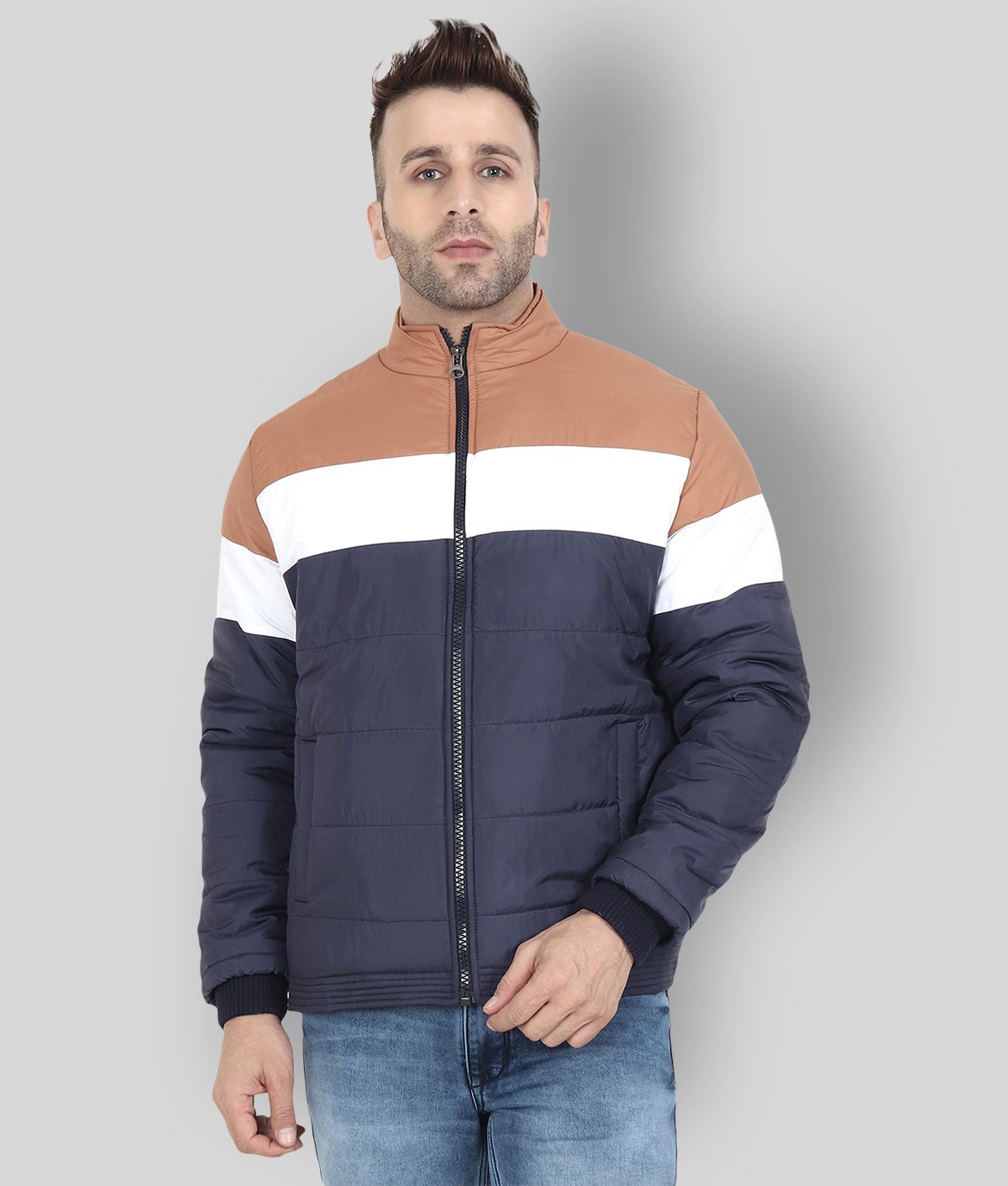     			xohy Navy Quilted & Bomber Jacket