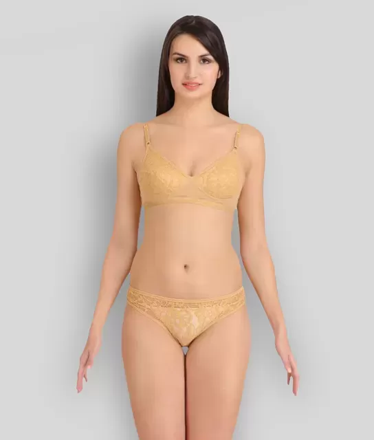 Buy online Beige Cotton Bras And Panty Set from lingerie for Women