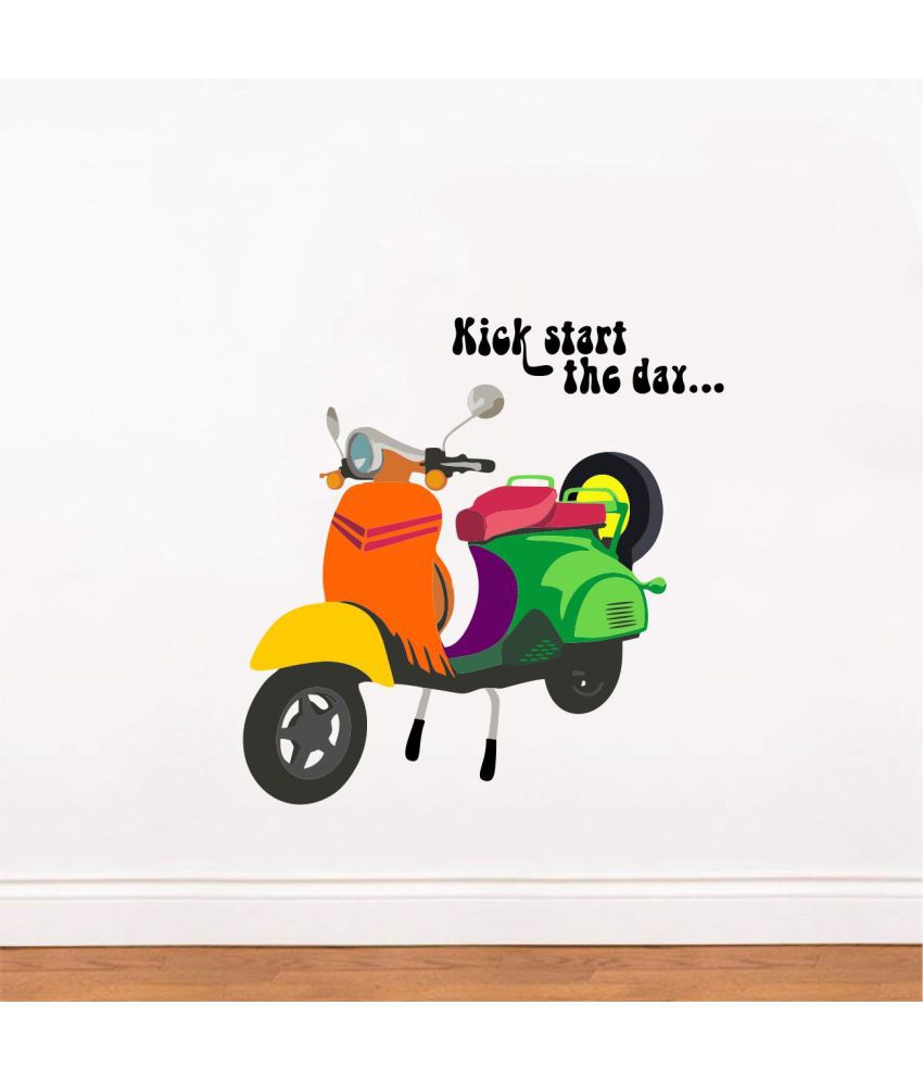     			Asmi Collection Kick Start The Day Scooter Wall Sticker ( 80 x 80 cms )