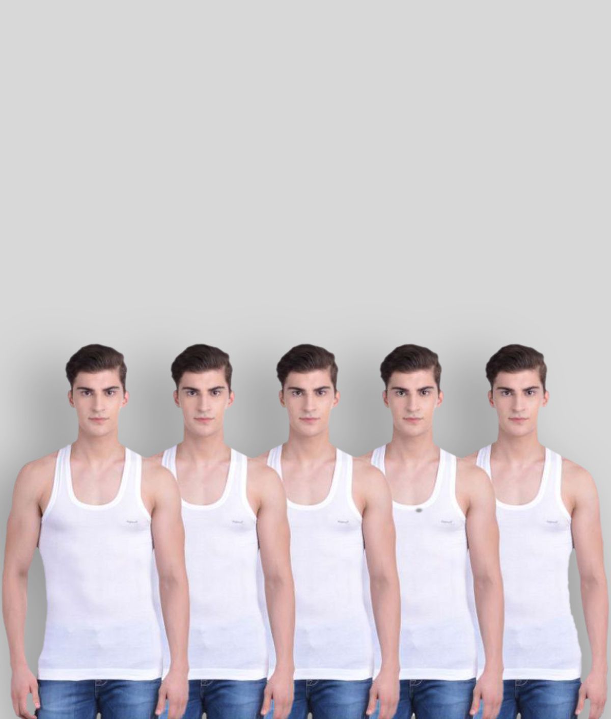 Dollar Bigboss - White Cotton Blend Men's Vest ( Pack of 5 )