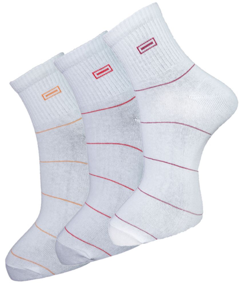     			Dollar - Cotton Blend Men's Striped White Ankle Length Socks ( Pack of 3 )