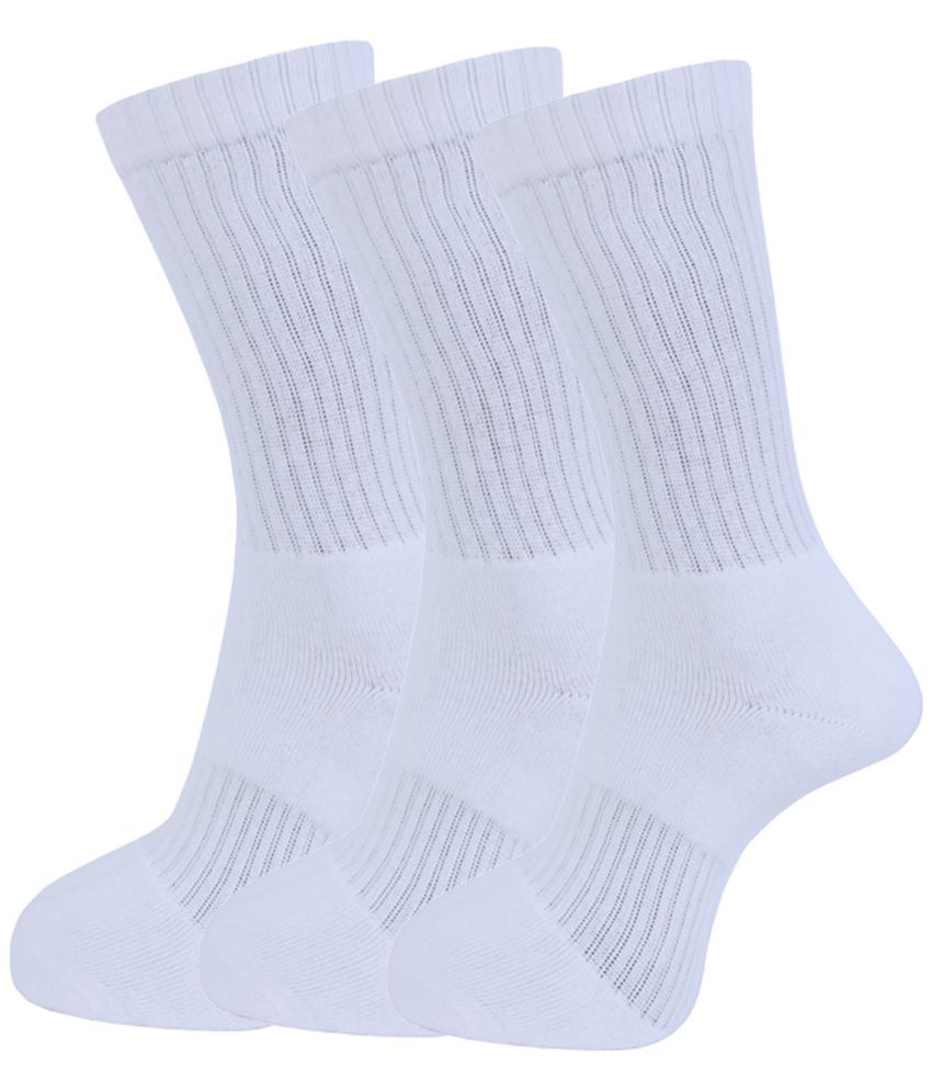     			Dollar - Cotton Blend Men's Solid White Full Length Socks ( Pack of 3 )