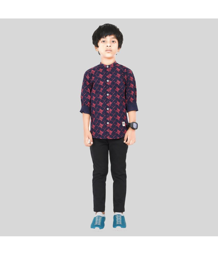     			Made In The Shade Pack of 1 Boys Cotton Shirt & Pants ( Purple )