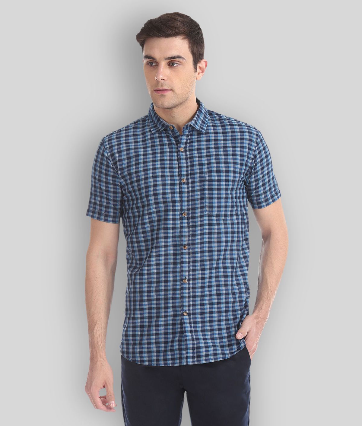 Ruggers - Blue Cotton Regular Fit Men's Casual Shirt ( Pack of 1 )
