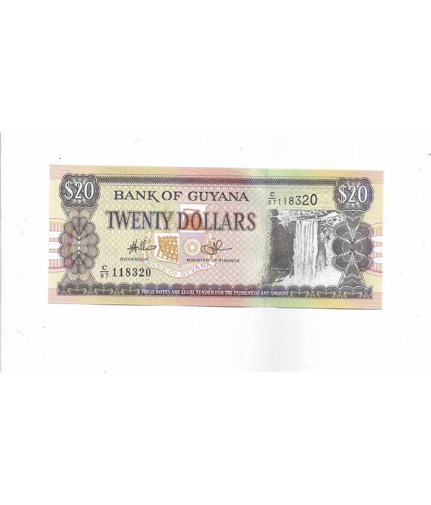     			SUPER ANTIQUES GALLERY - GUYANA 20 DOLLAR RARE 1 Paper currency & Bank notes