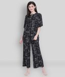 Clovia - Black Rayon Women's Nightwear Nightsuit Sets ( Pack of 2 )