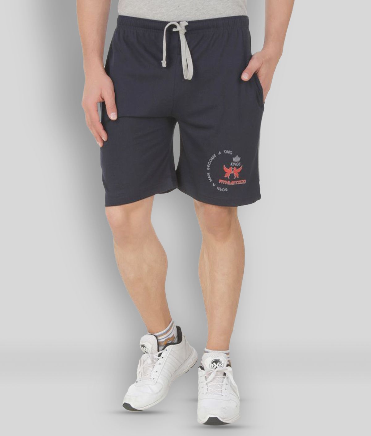     			Athletico -  Navy Blue Cotton Blend Men's Shorts ( Pack of 1 )