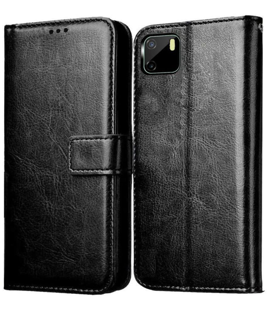     			Doyen Creations - Black Artificial Leather Flip Cover Compatible For Vivo Y15S ( Pack of 1 )