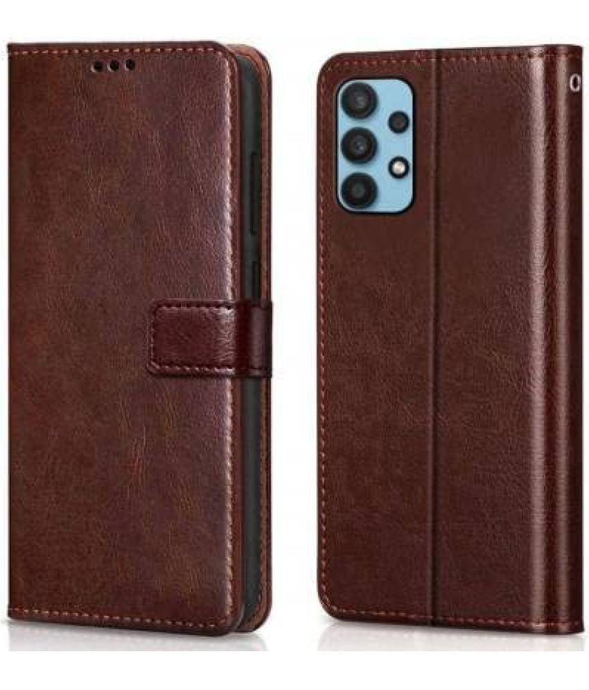    			Doyen Creations - Brown Artificial Leather Flip Cover Compatible For Samsung Galaxy M32 5g ( Pack of 1 )