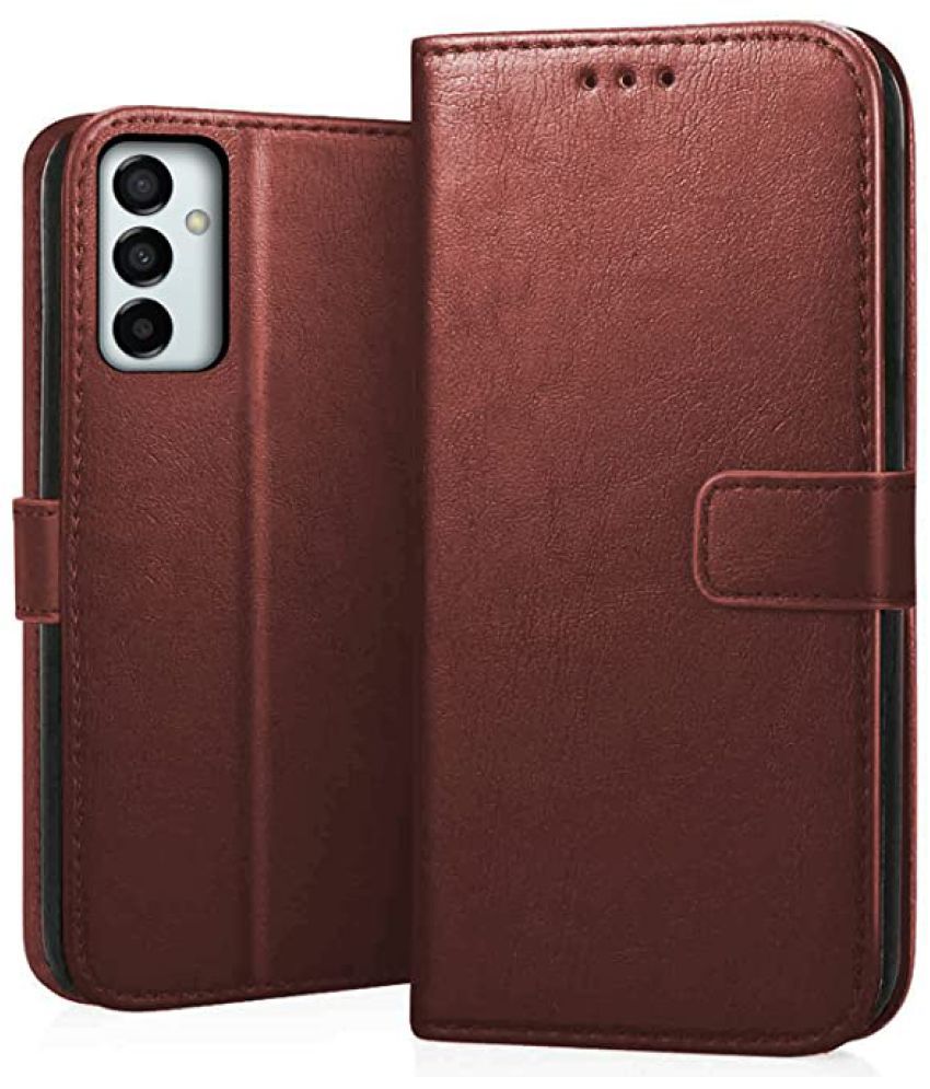     			Doyen Creations - Brown Artificial Leather Flip Cover Compatible For Samsung Galaxy F23 ( Pack of 1 )