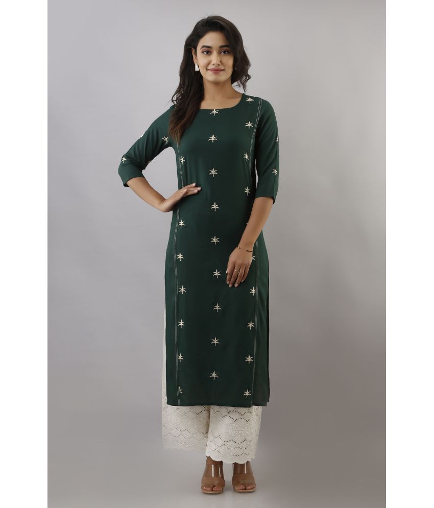     			JAIPUR VASTRA - Green Straight Rayon Women's Stitched Salwar Suit ( Pack of 1 )