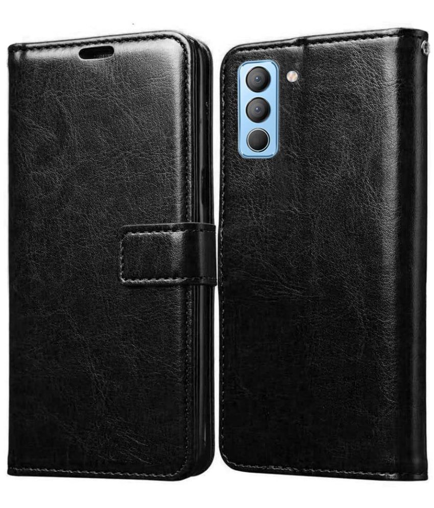     			Kosher Traders - Black Artificial Leather Flip Cover Compatible For Tecno Pop 5 Pro ( Pack of 1 )