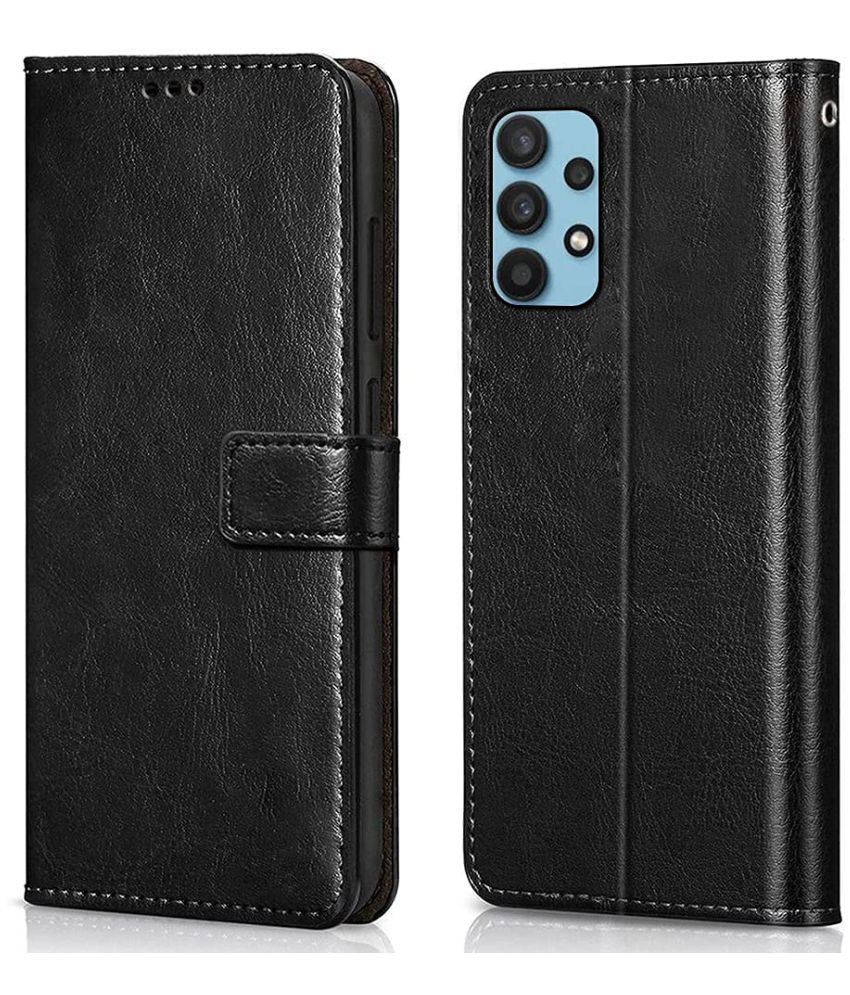     			Kosher Traders - Black Artificial Leather Flip Cover Compatible For Samsung Galaxy A52 ( Pack of 1 )