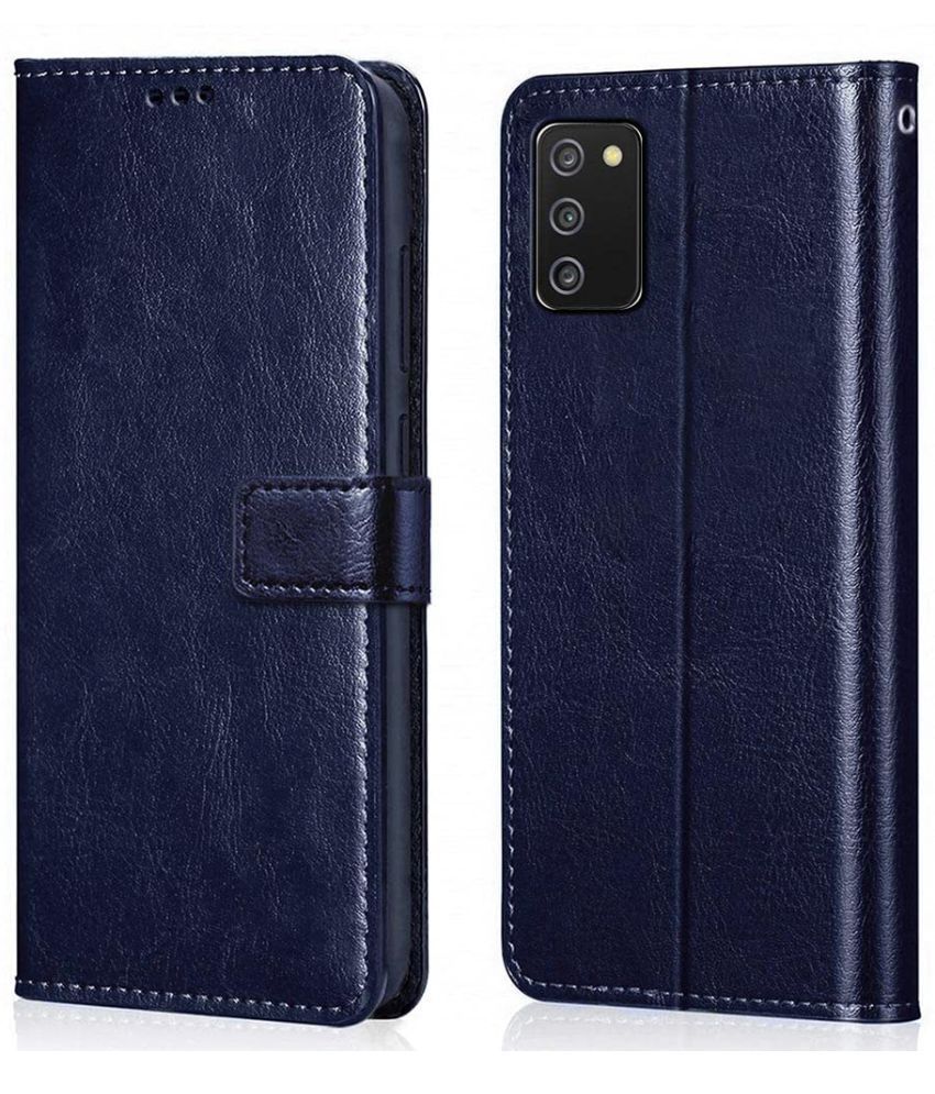     			Kosher Traders - Blue Artificial Leather Flip Cover Compatible For Samsung A03S ( Pack of 1 )
