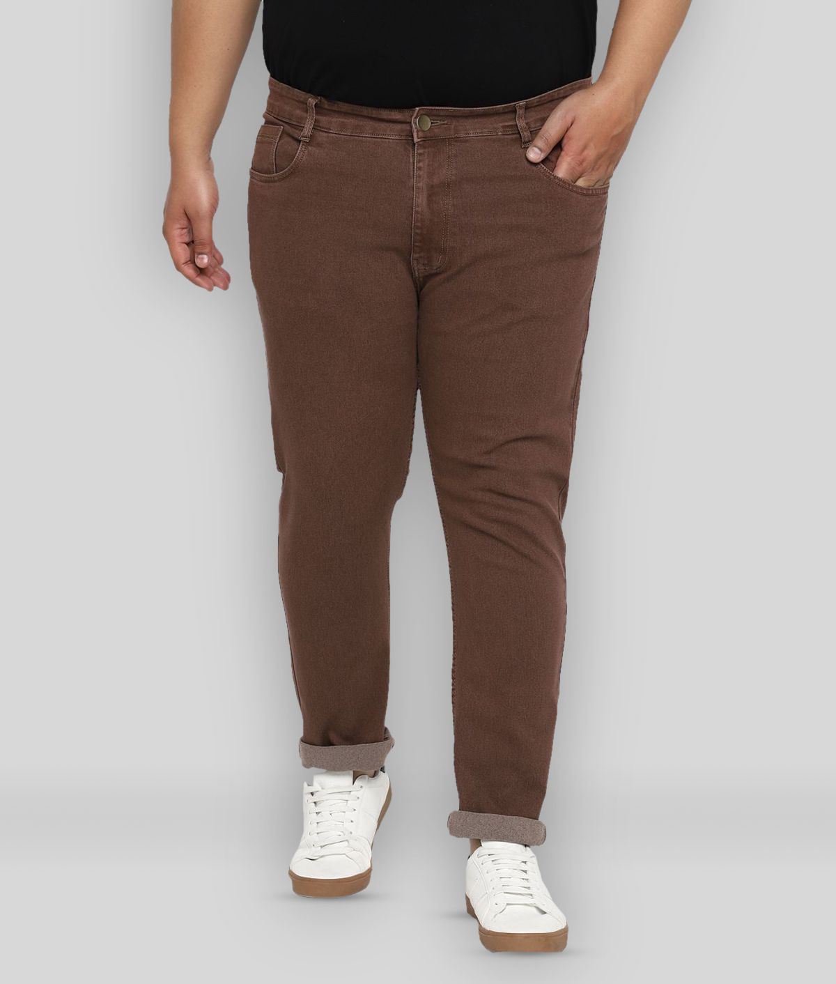     			Urbano Plus - Brown Cotton Blend Regular Fit Men's Jeans ( Pack of 1 )