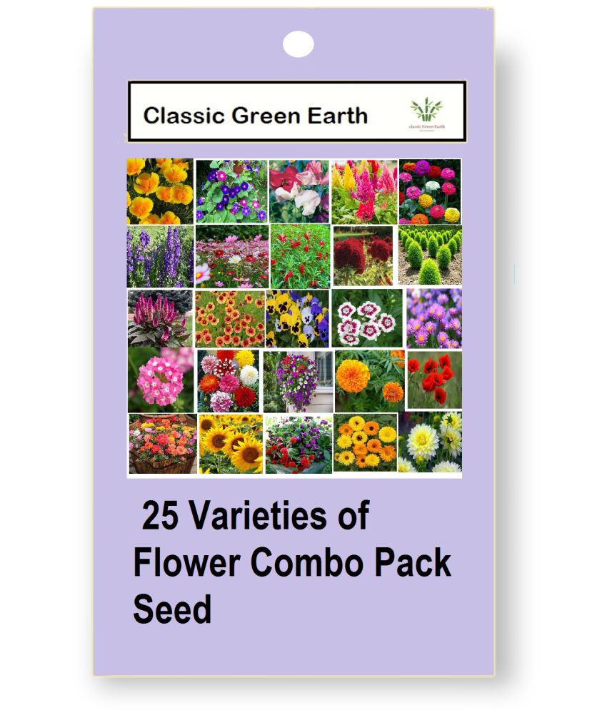     			CLASSIC GREEN EARTH - Flower Seeds ( 25 Varieties of Flower Combo Pack Seed 1500 )