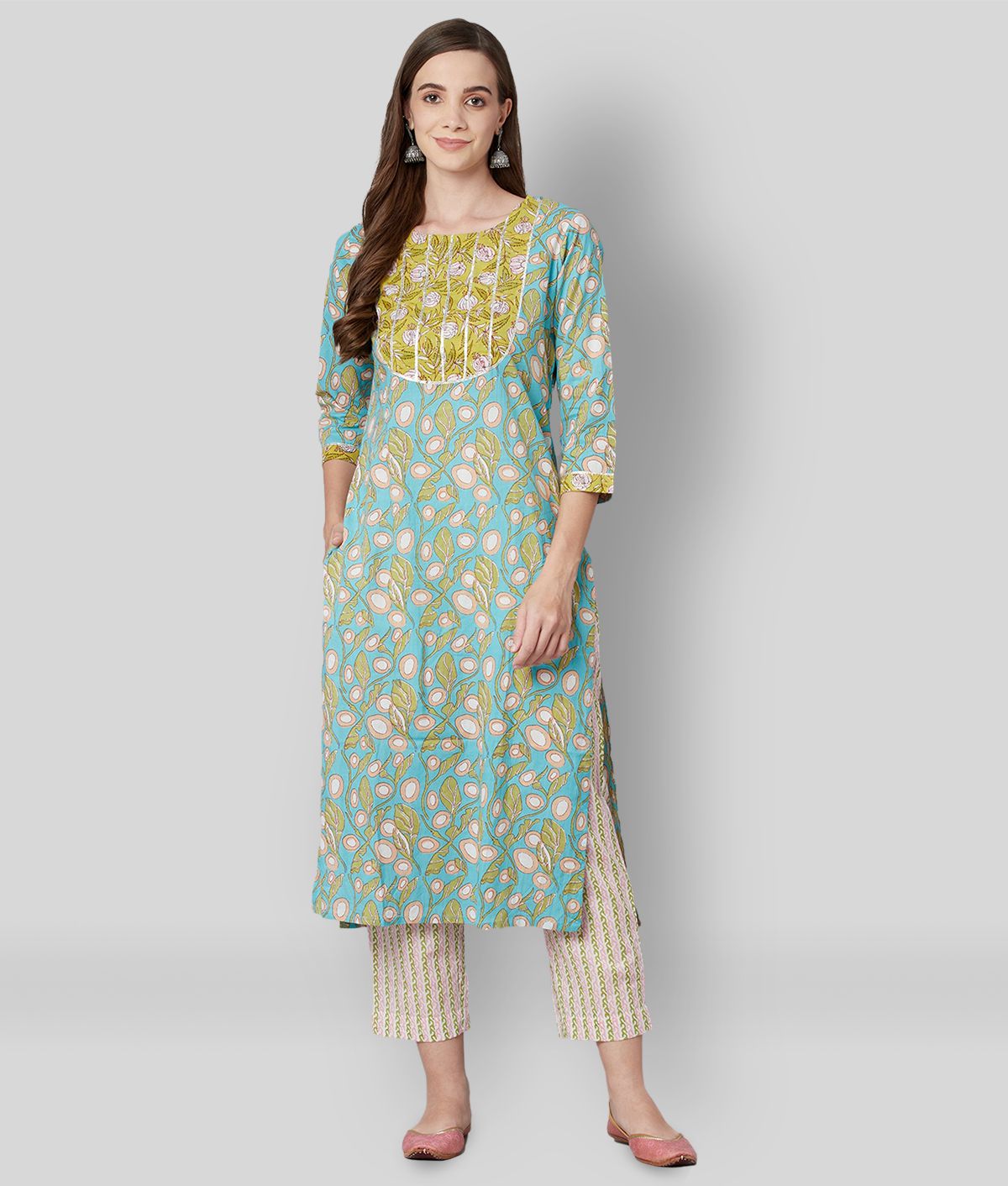     			Divena - Blue Cotton Women's Stitched Salwar Suit ( Pack of 1 )
