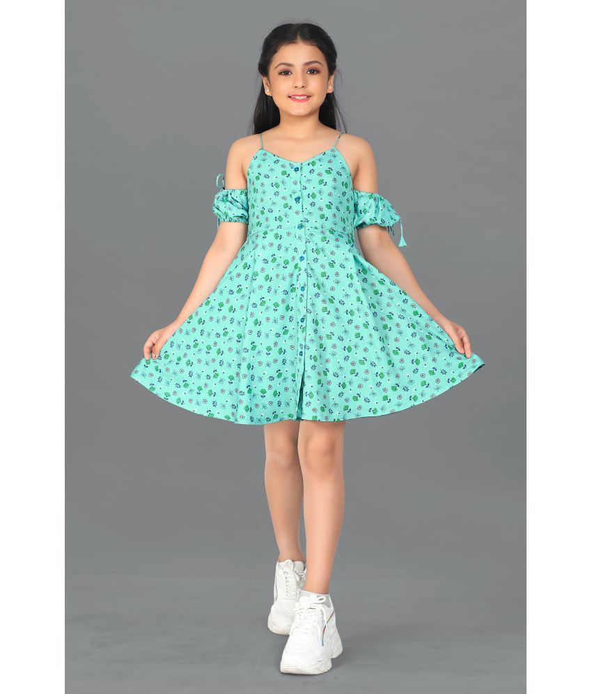     			Fashion Dream Rayon A-line Dress For Girls ( Pack of 1 , Turquoise )