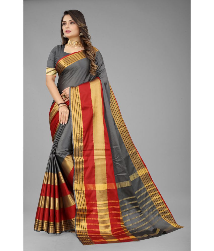     			OFLINE SELCTION - Grey Cotton Silk Saree With Blouse Piece ( Pack of 1 )