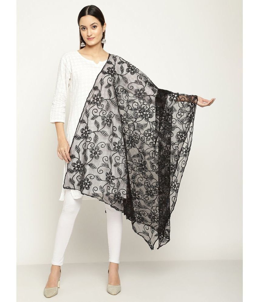     			Queenley - Black Net Women's Dupatta - ( Pack of 1 )