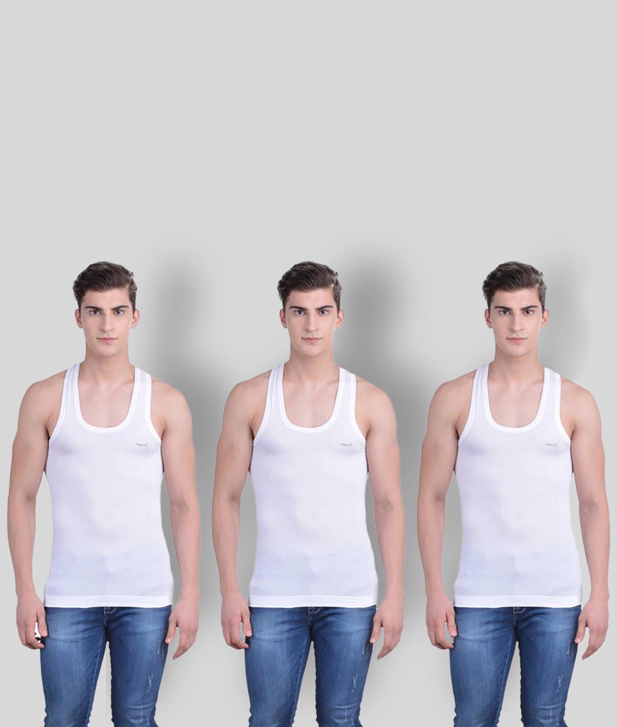     			Dollar Bigboss - White Cotton Blend Men's Vest ( Pack of 3 )