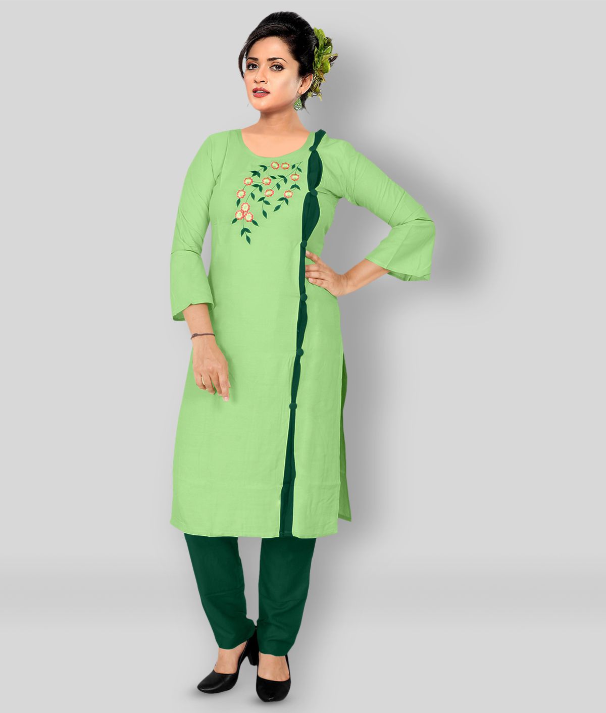     			HAYA - Mint Green Straight Rayon Women's Stitched Salwar Suit ( Pack of 1 )
