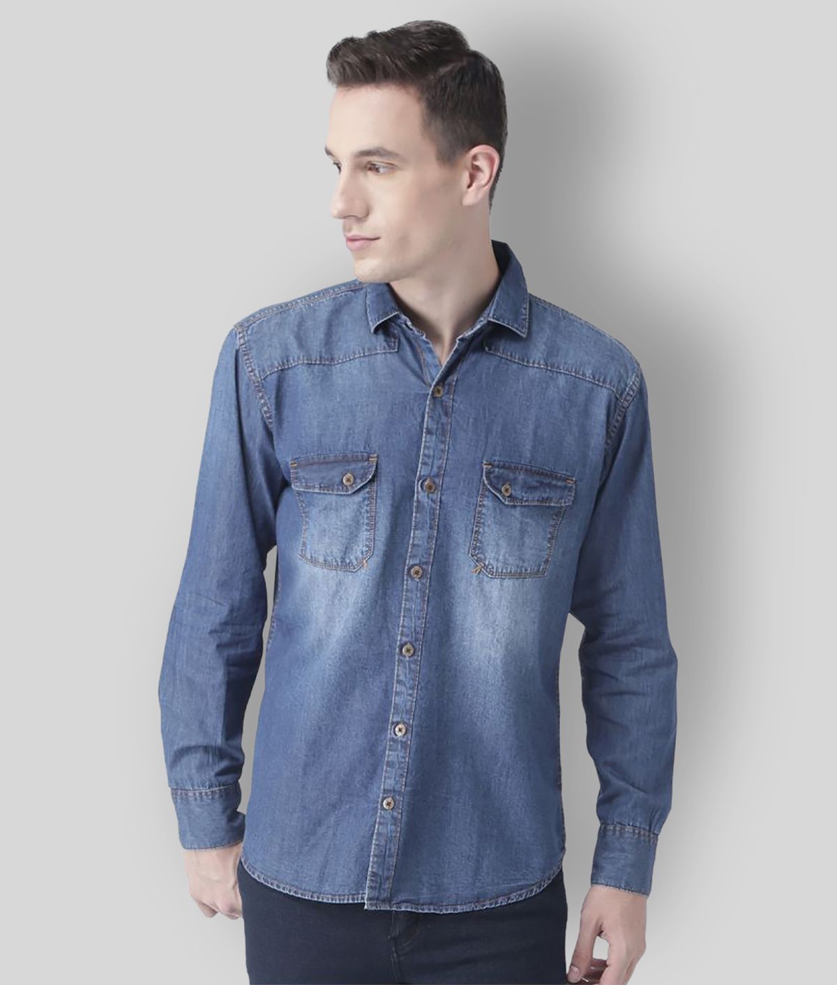Hangup - Blue Denim Slim Fit Men's Casual Shirt ( Pack of 1 )