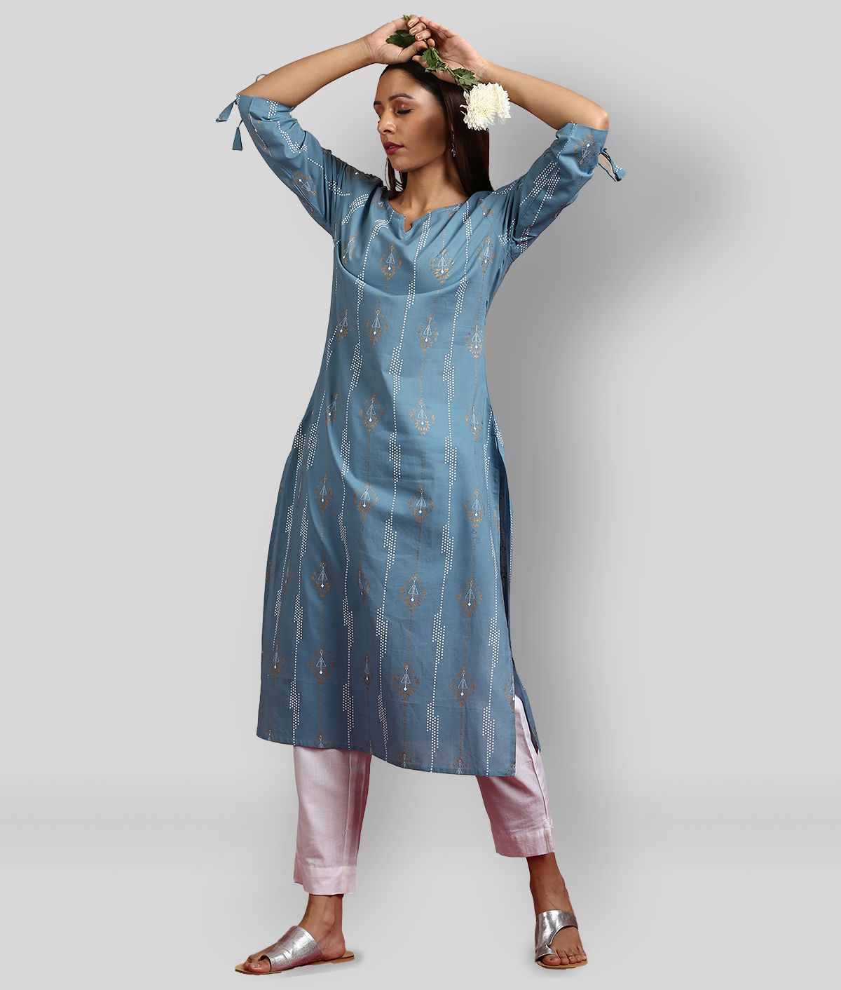     			Janasya - Blue Cotton Women's Straight Kurti ( Pack of 1 )