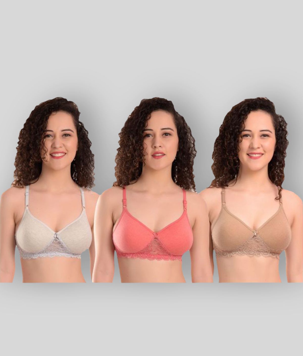     			MiEstilo - Multicolor Cotton Blend Padded Women's Everyday Bra ( Pack of 3 )
