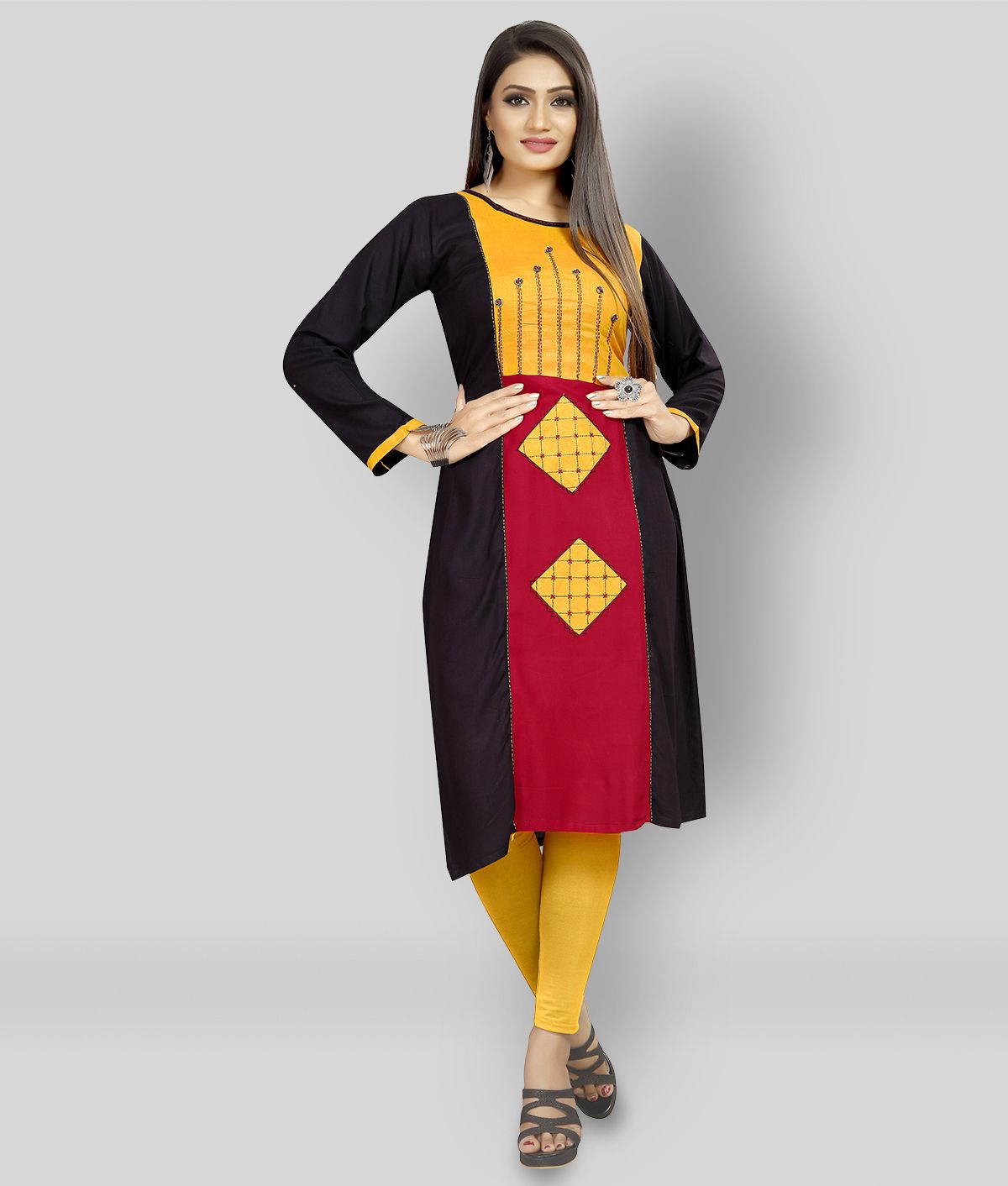 dk life style - Multicolor Rayon Women's Straight Kurti ( Pack of 1 )