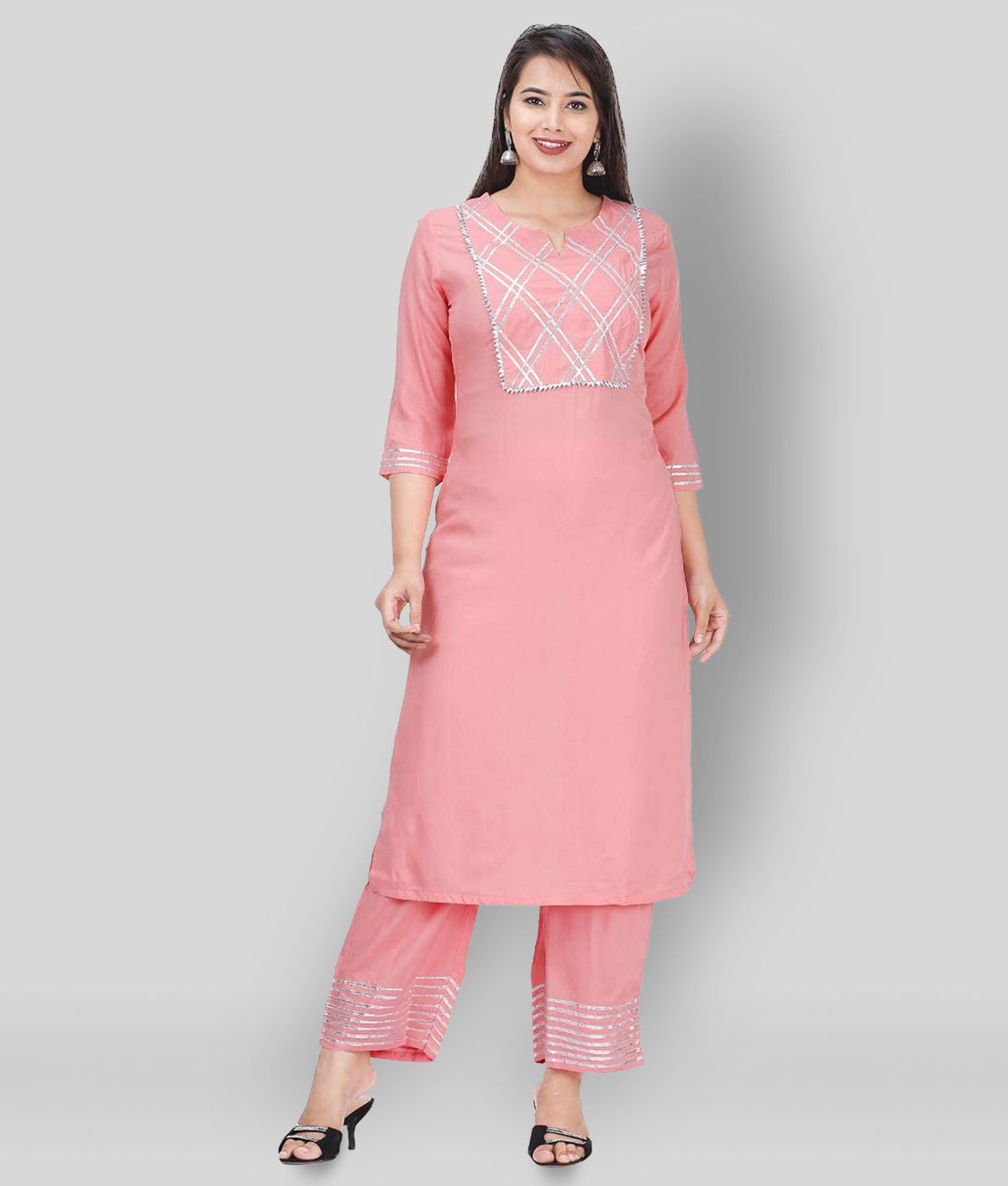     			G4Girl - Pink Straight Rayon Women's Stitched Salwar Suit ( Pack of 1 )