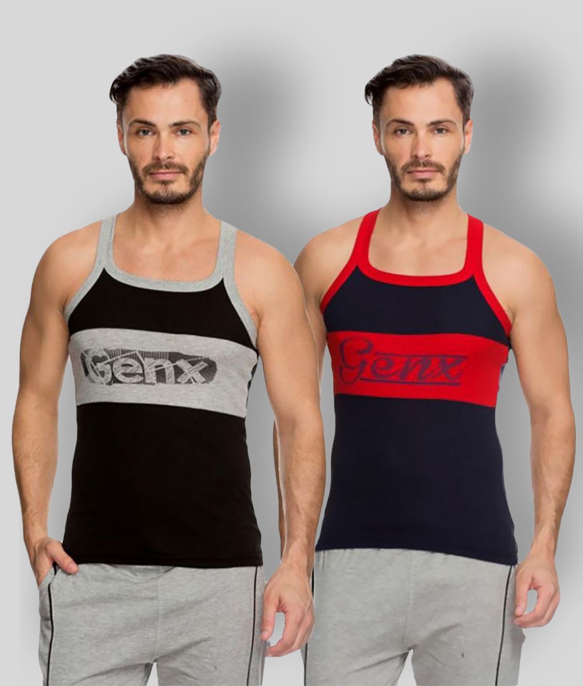     			Genx - Multicolor Cotton Men's Vest ( Pack of 2 )