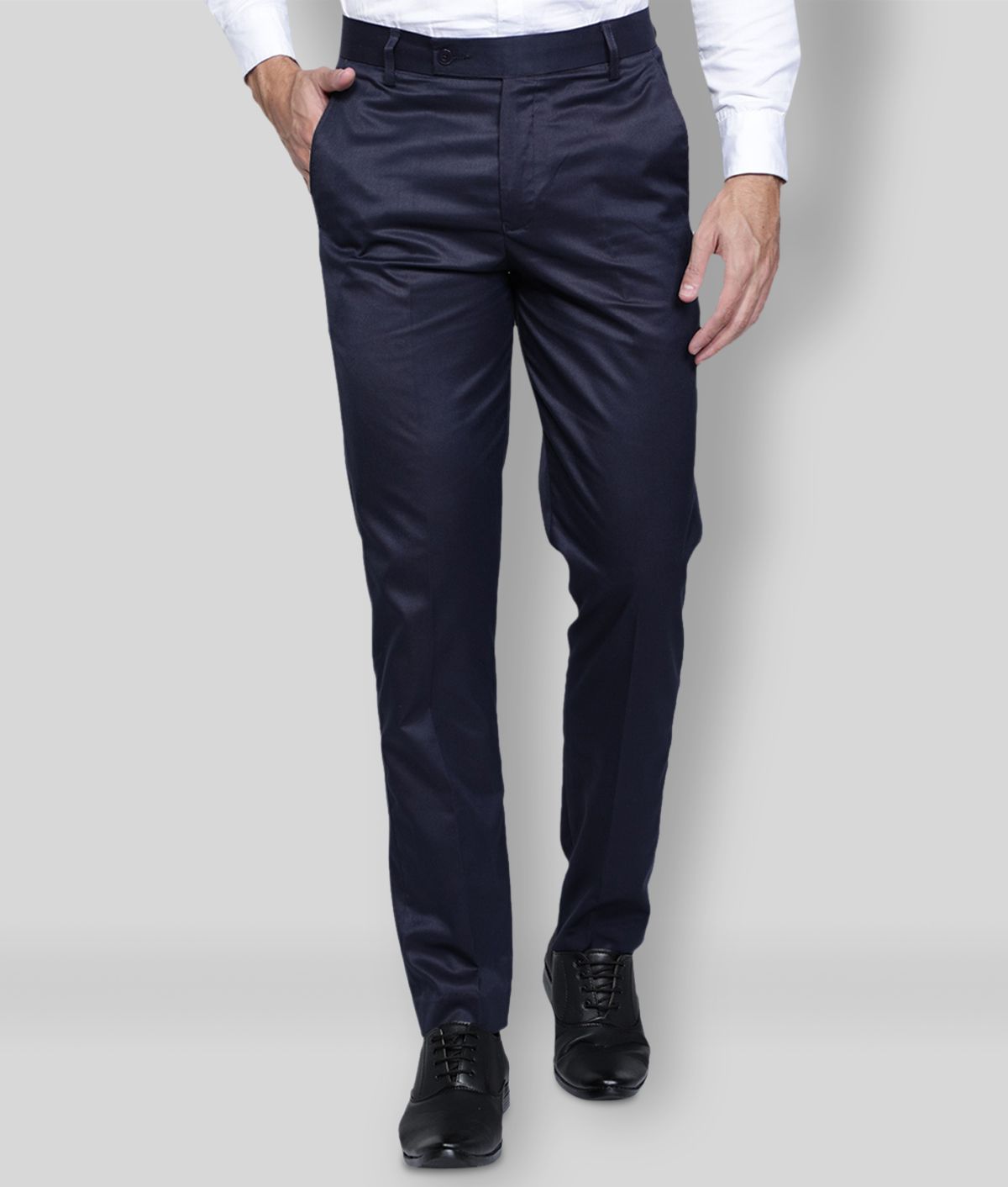     			Haul Chic - Blue Cotton Blend Slim Fit Men's Formal Pants (Pack of 1)