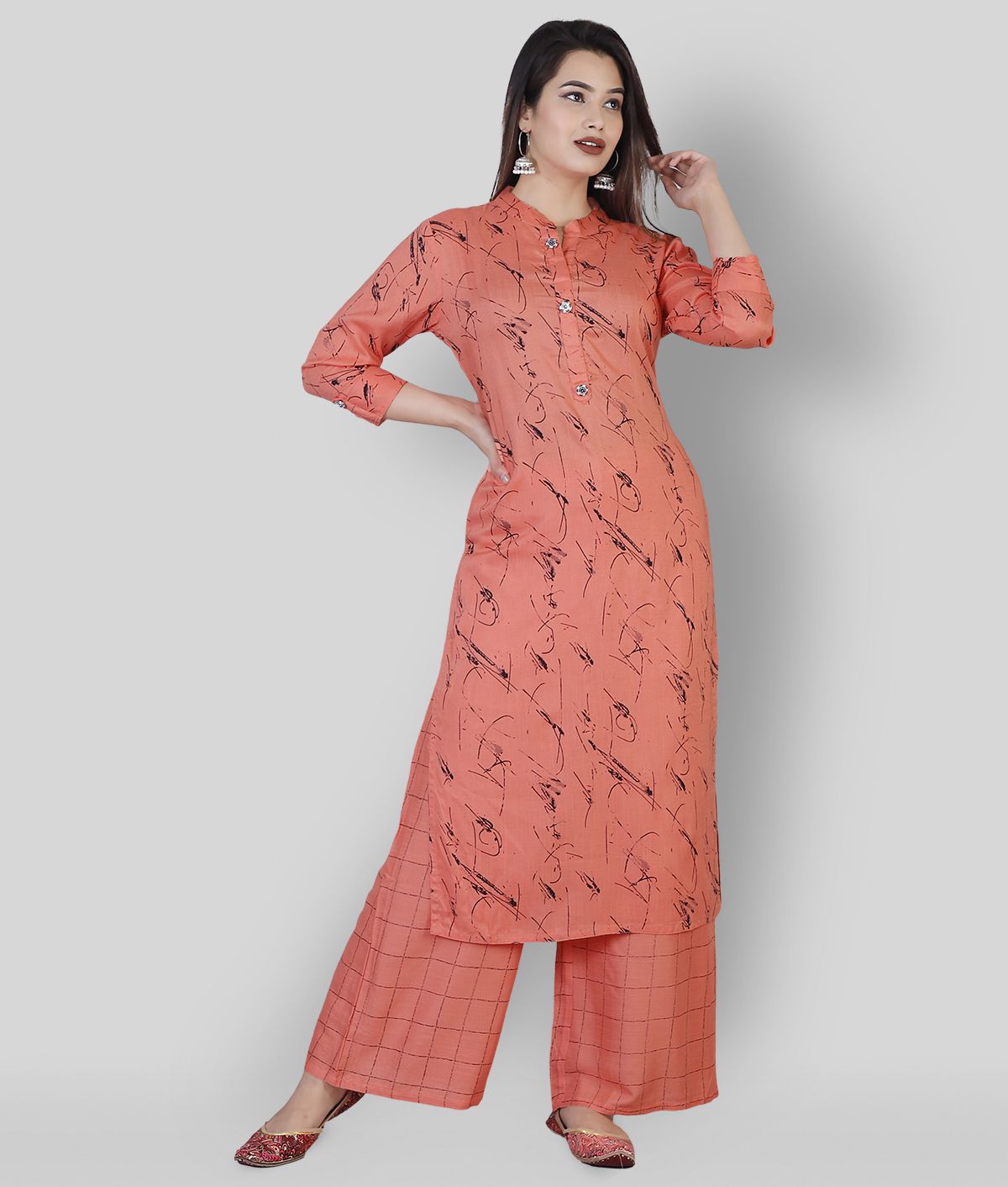     			JC4U - Orange Straight Rayon Women's Stitched Salwar Suit ( Pack of 1 )