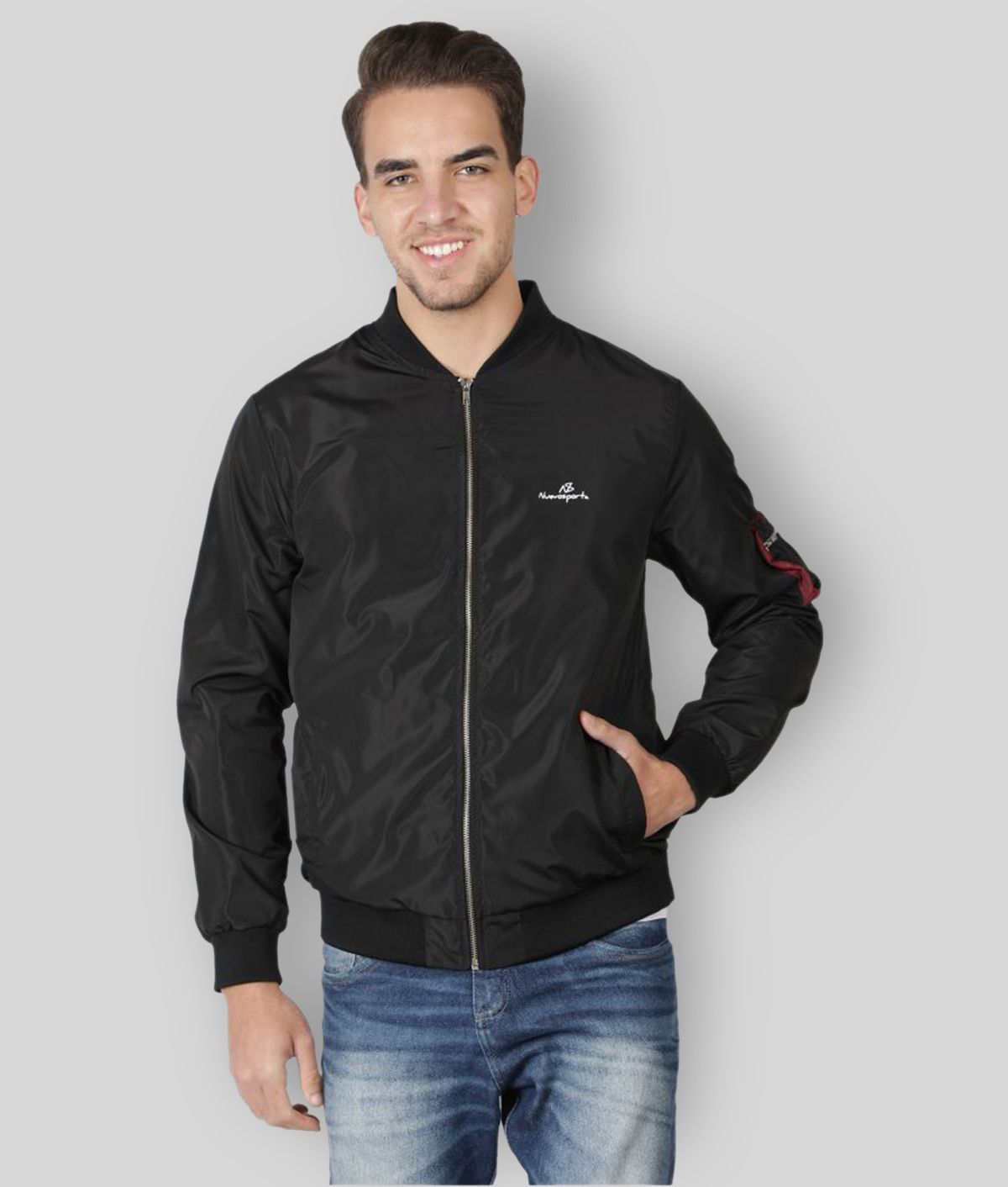     			NUEVOSPORTA - Black Polyester Regular Fit Men's Casual Jacket ( Pack of 1 )