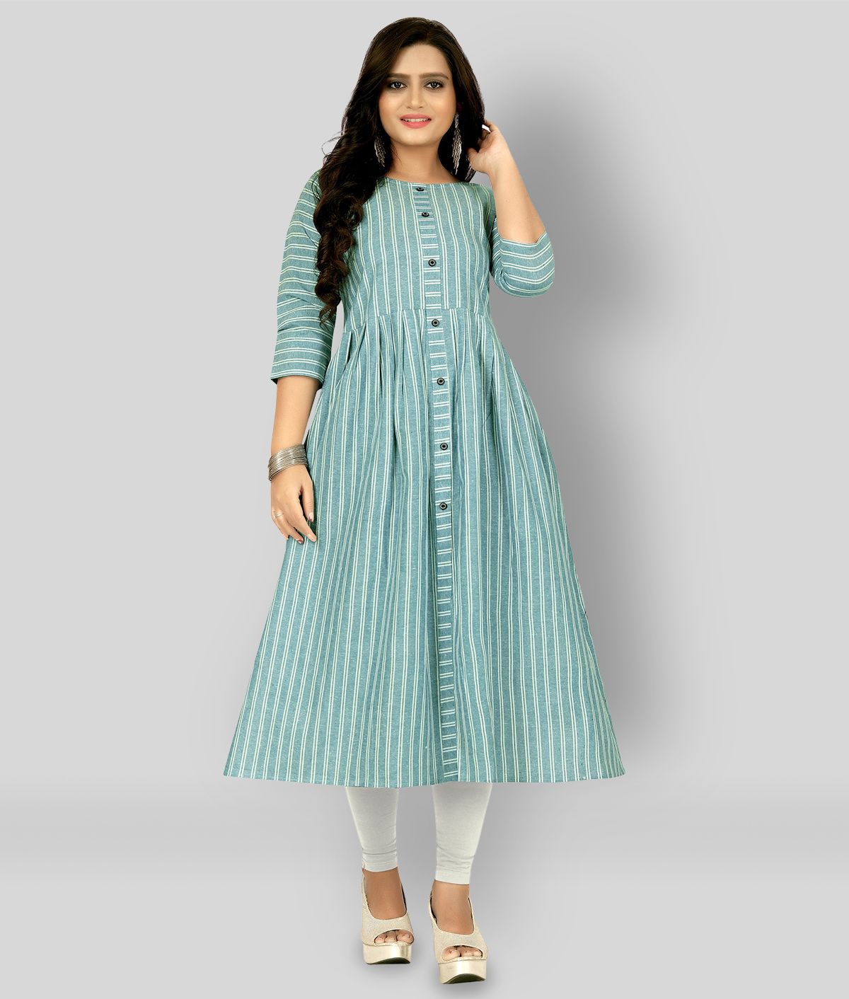     			Rangrasiya - Blue Cotton Women's Flared Kurti ( Pack of 1 )