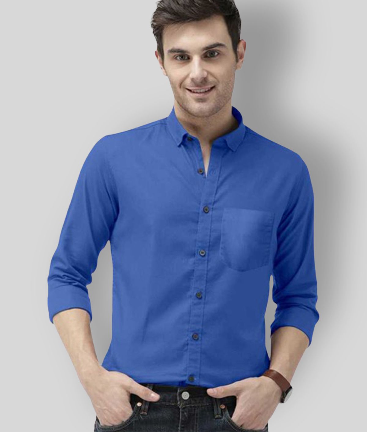     			Springberry - Blue Cotton Slim Fit Men's Casual Shirt ( Pack of 1 )