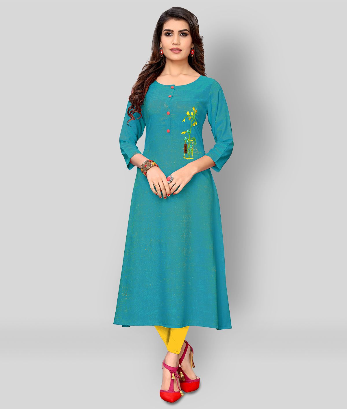     			Vbuyz - Blue Rayon Women's A-line Kurti ( Pack of 1 )