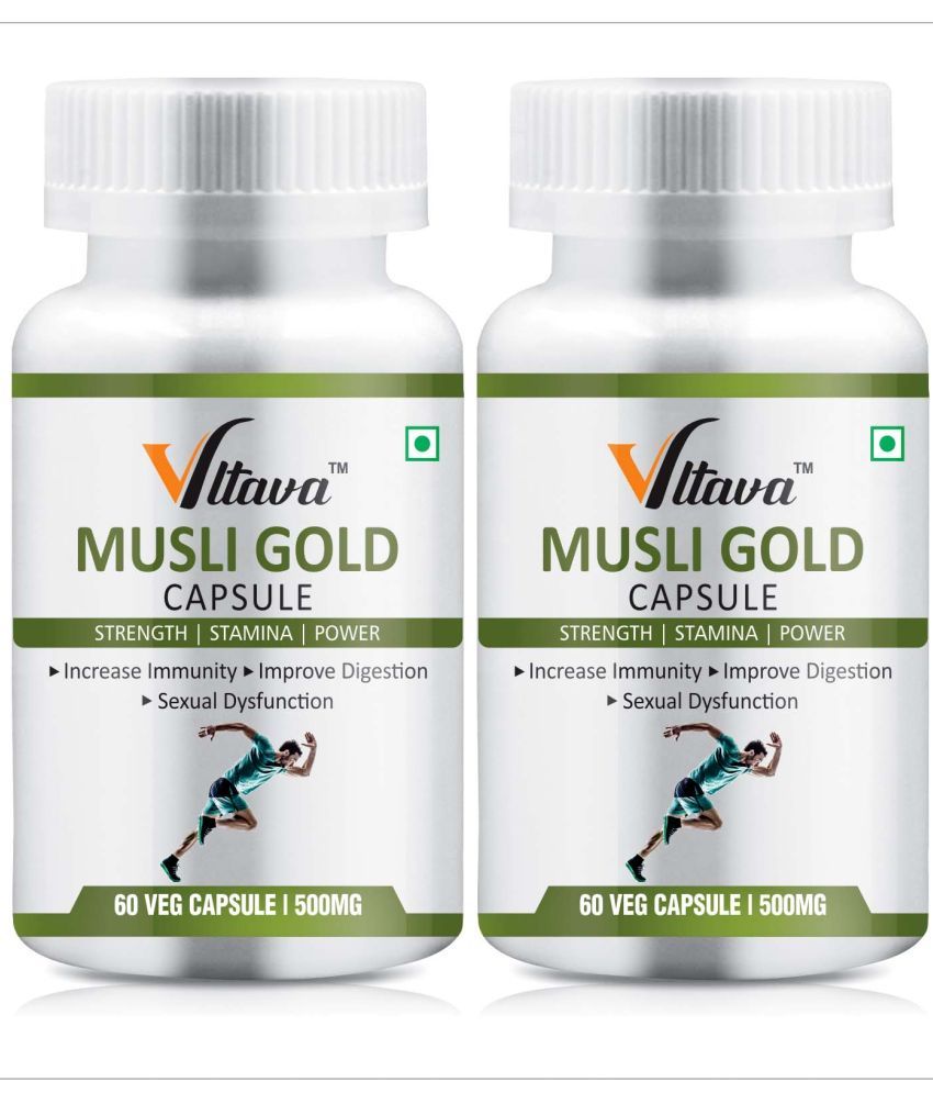     			Vltava Musli Gold for Men Extra Power, Stamina, Strength, Increase Energy, 120 mg Unfalvoured Minerals Capsule Pack of 2