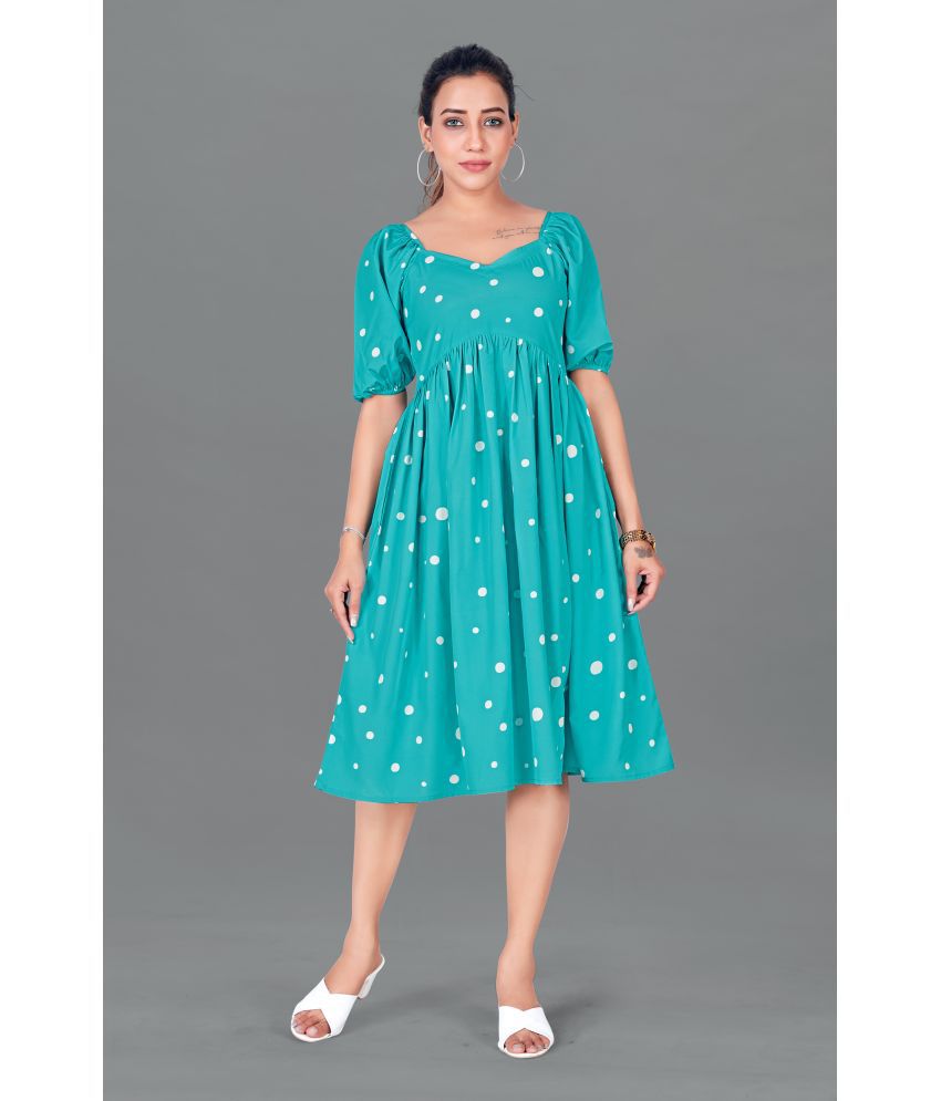Fashion Dream - Light Blue Polyester Blend Women's A-line Dress ( Pack of 1 )