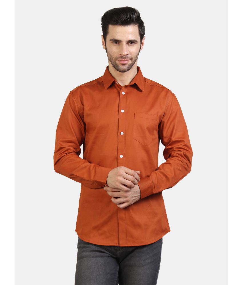 Life Roads 100 Percent Cotton Brown Solids Party wear Shirt Single Pack