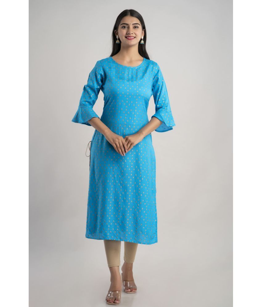     			MAUKA - Blue Rayon Women's Straight Kurti ( Pack of 1 )