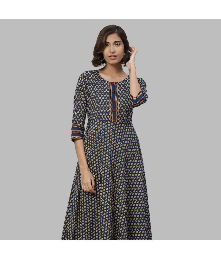     			Yash Gallery - Blue Cotton Women's Flared Kurti ( Pack of 1 )