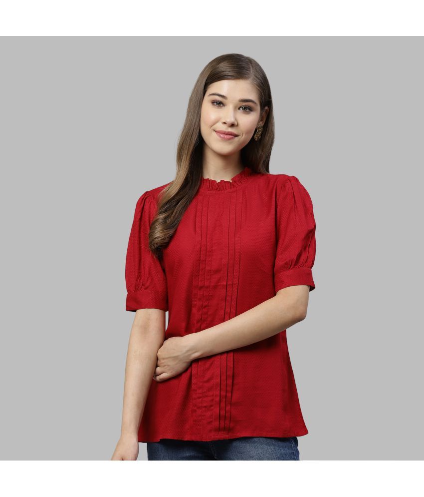     			Yash Gallery - Maroon Rayon Women's Regular Top ( Pack of 1 )